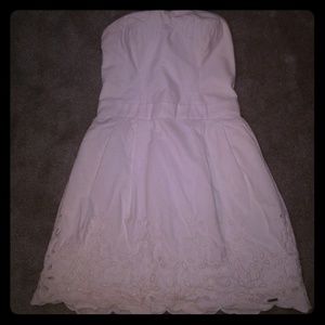 Hollister White Strapless Eyelet Lace Mini Dress Size S